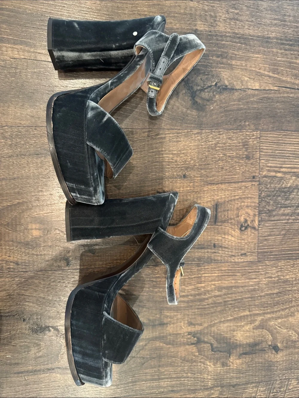Laurence Dacade Gray Velvet Platform Sandals